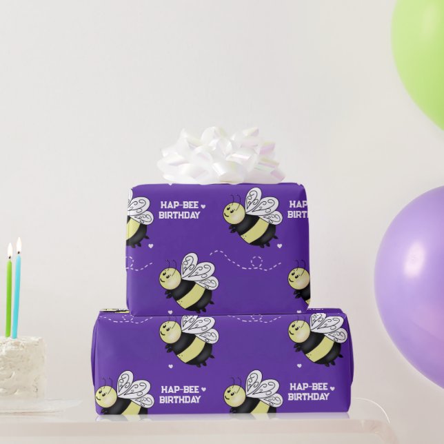 Papier cadeau anniversaire Purple Bumblebee 72 cm  (Cadeaux de fête)