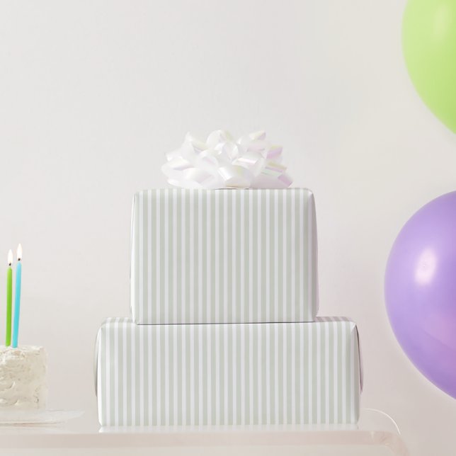 Papier Cadeau Anniversaire Rayures Blanches Menthe (Cadeaux de fête)