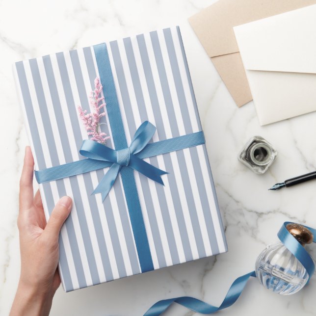 Papier Cadeau Anniversaire Rayures Bleu Blanc (Cadeaux)