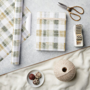 Papier Cadeau Anniversaire Rayures Carreaux Blanc Vert Jaune