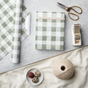 Papier Cadeau Anniversaire Rayures Carreaux Vert Blanc