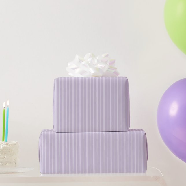 Papier Cadeau Anniversaire Rayures Doubles Blanc Violet (Cadeaux de fête)