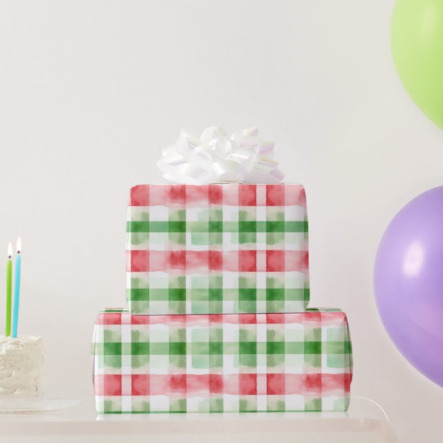 Papier Cadeau Anniversaire Rayures Rouges Vertes Blanches (Cadeaux de fête)
