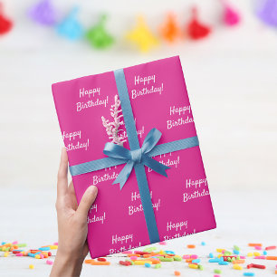 Papier Cadeau Anniversaire rose blanche fille