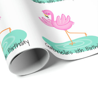 Papier Cadeau Anniversaire rose de Flamant rose d'amusement