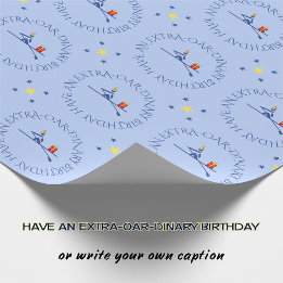 Papier Cadeau Anniversaire rower texte personnalisé bleu