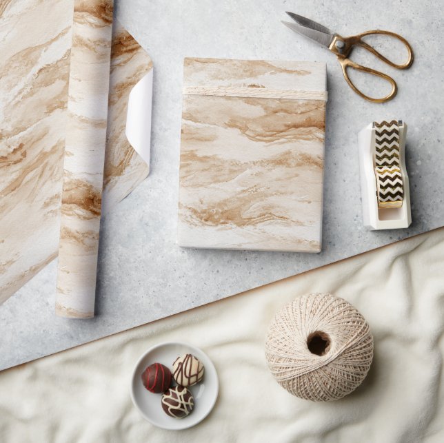 Papier Cadeau Anniversaire Sable de Plage Crème (Artisanat)