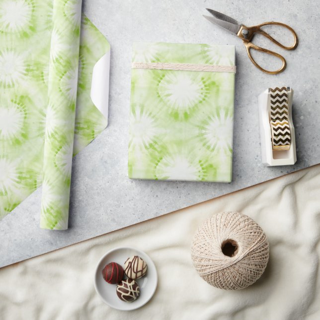 Papier Cadeau Anniversaire Tie Dye Vert Citron Menthe (Artisanat)