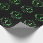 Papier Cadeau Anniversaire traditionnel des mariages américains<br><div class="desc">Un design pour célébrer 4 ans de mariage. Ce design a une couleur verte (la couleur traditionnelle pour cet anniversaire) colorée couleur laurier sur un arrière - plan noir. Fruit / fleurs est le cadeau traditionnel est les Etats-Unis pour cette occasion. Le texte dit fruits / fleurs 4 ans anniversaire....</div>