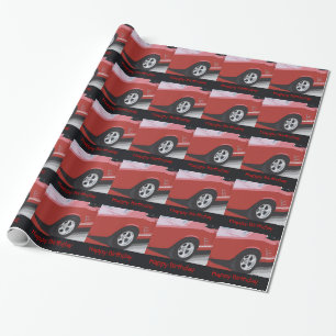 Papier Cadeau Anniversaire, vieux, rouge mustang, enveloppe de