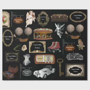 Papier Cadeau Anniversaire Vintage personnalisé