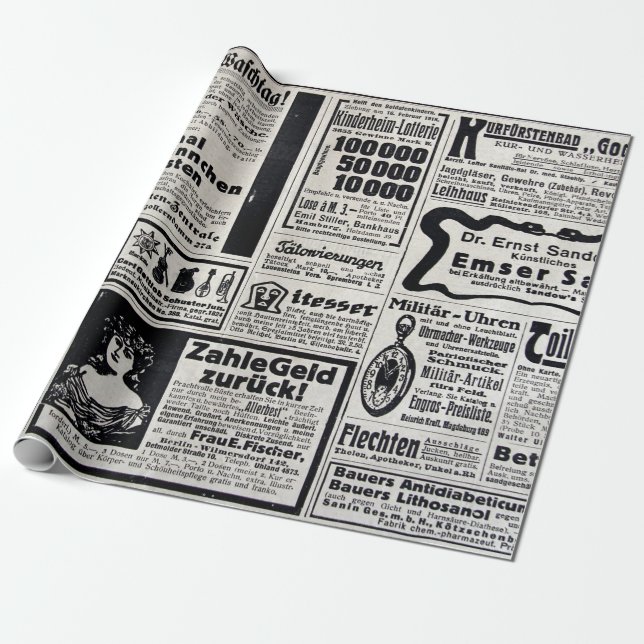 Papier Cadeau Annonces typiques en allemand dans une nouvelle Eu (Déroulé)