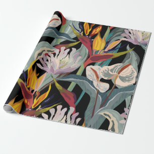 Papier Cadeau Anthurium et strelitzia sans couture motif vintage