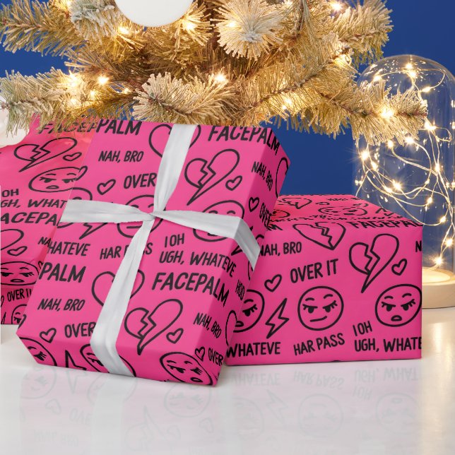 Papier Cadeau Anti-Saint-Valentin Doodles Drôle Saint-Valentin (Vacances)