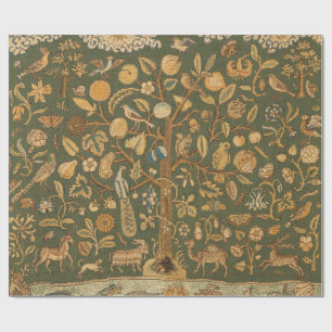 Papier Cadeau Antique anglais broderie Tree of Life & licorne