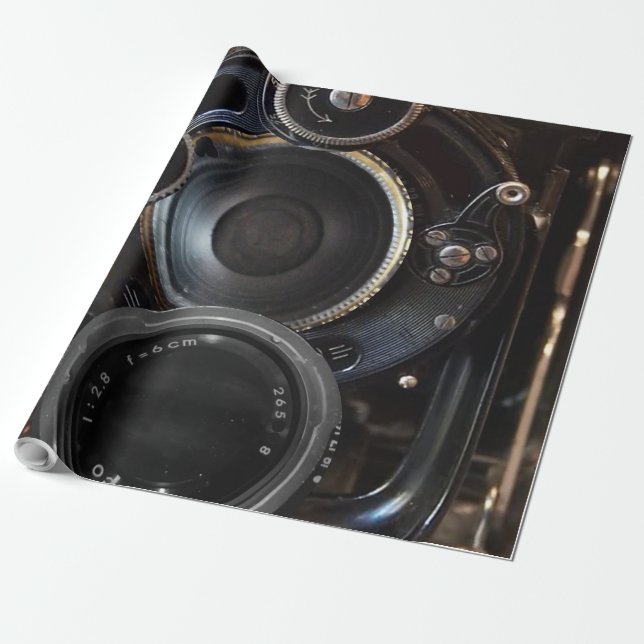 Papier Cadeau Antique Caméra Photographie Vintage Lens Film (Déroulé)