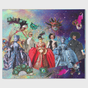 PAPIER CADEAU ANTIQUE ITALIENNE PUPPETS ET MASQUES MASQUERADE PA