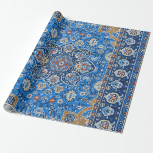 Papier Cadeau Antique Oriental Bleu Turc Tapis Perse