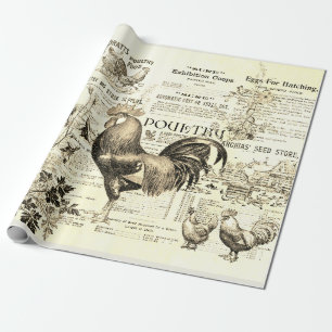 Papier Cadeau Antique Rooster Horticulture Annonces Ephemera Bei