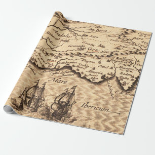 Papier Cadeau Antique vieille carte inspirée (3)