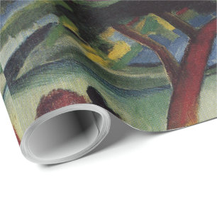 Papier Cadeau Août vintage Marcheurs Macke Au Lac