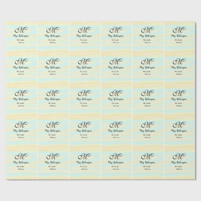 Papier Cadeau appréciation du professeur d'aquarelle jaune simpl (Plat)