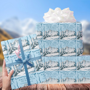 Papier Cadeau Après-ski personnalisé bleu Fête de mariage