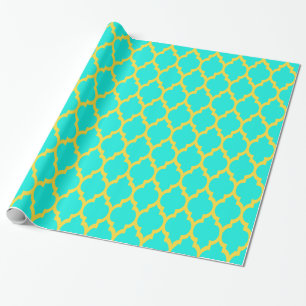 Papier Cadeau Aqua Clair Éclair Ananas Jaune Marocain #4