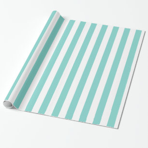 Papier Cadeau Aqua et blanc Motif de bande XL H