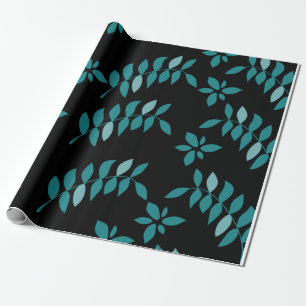 Papier Cadeau Aqua et jungle tropicale noire Lancer l'oreiller
