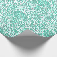 Aqua Floral Tropical Moderne Damassé