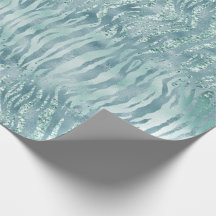 Aqua Mint Zebra Print Confetti Parties scintillant