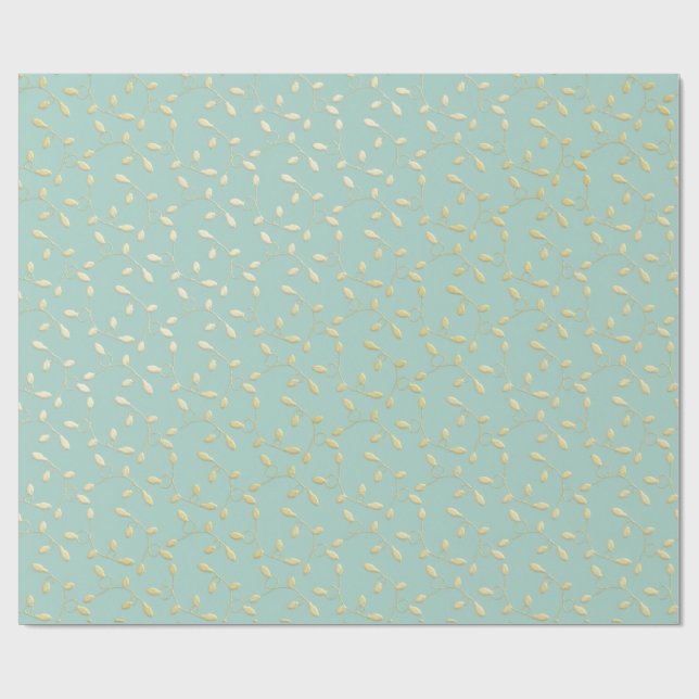 Papier Cadeau Aqua & Teal Xmas Wrapping Paper with Gold Accents (Plat)