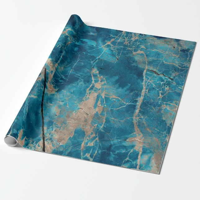 Papier Cadeau Aqua ton en marbre onyx (Déroulé)