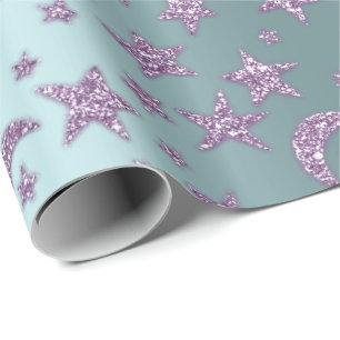 Papier Cadeau Aqua violet pourpre de lavande scintillante de