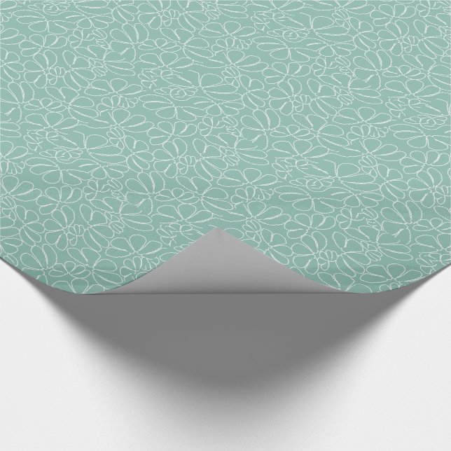 Papier Cadeau Aqua Whimsical Ikat Floral Petal Motif (Coin)