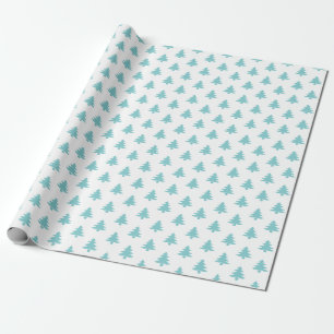 Papier Cadeau Aqua/White Christmas Tree Motif emblématique