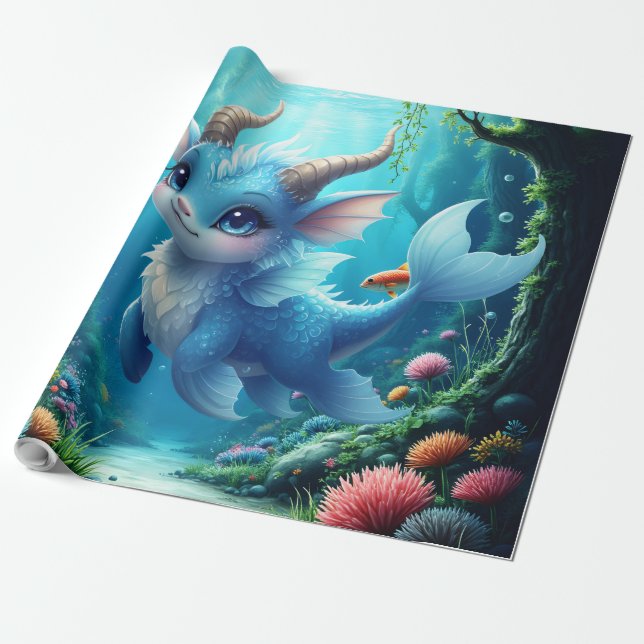 Papier Cadeau Aqualumi – Gardien des Rêves de Corail.  (Déroulé)