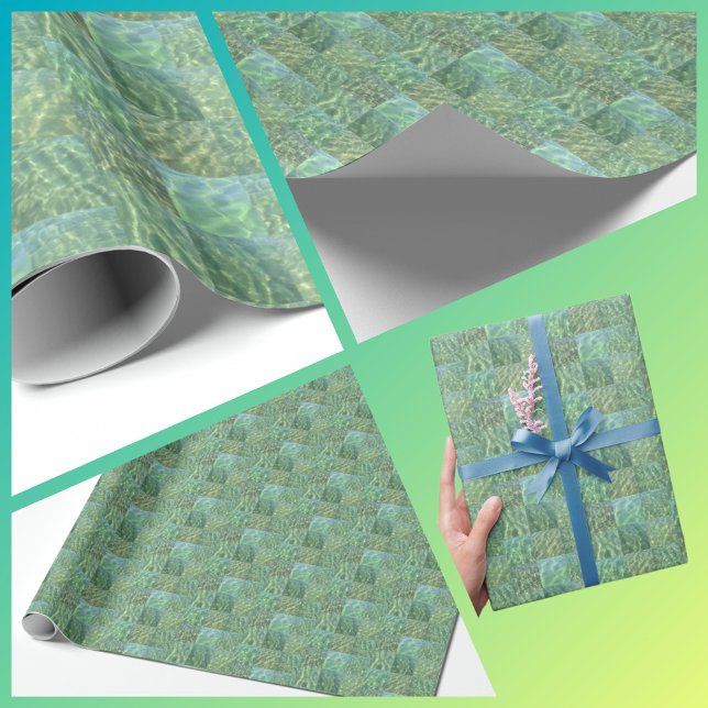 Papier Cadeau Aquamarine Seafoam Water Patchwork Boho Chic (Créateur téléchargé)