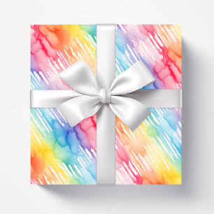 Papier Cadeau Aquarelle Abstrait motif arc-en-ciel