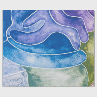 Papier Cadeau Aquarelle Abstraite Blue Ombre