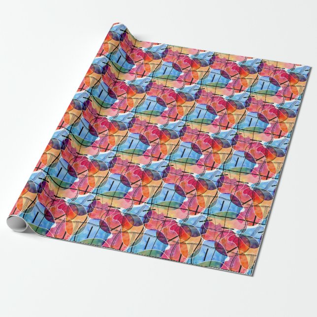 Papier Cadeau Aquarelle Abstraite Motif noir blanc (Déroulé)