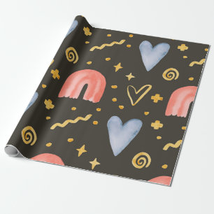 Papier Cadeau Aquarelle Abstraite motif transparent, feuille des