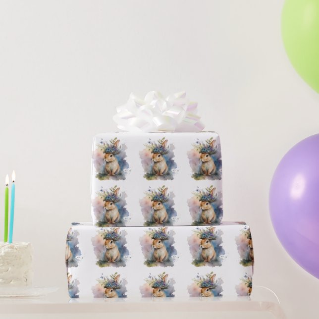 Papier Cadeau Aquarelle adorable Lapin (Cadeaux de fête)