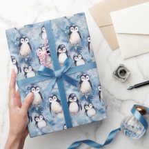 Aquarelle adorable Motif de pingouin d'hiver