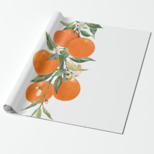 Papier Cadeau Aquarelle agrumes citrons orange citron