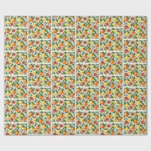 Papier Cadeau Aquarelle Agrumes Oranges Citrons Botanique