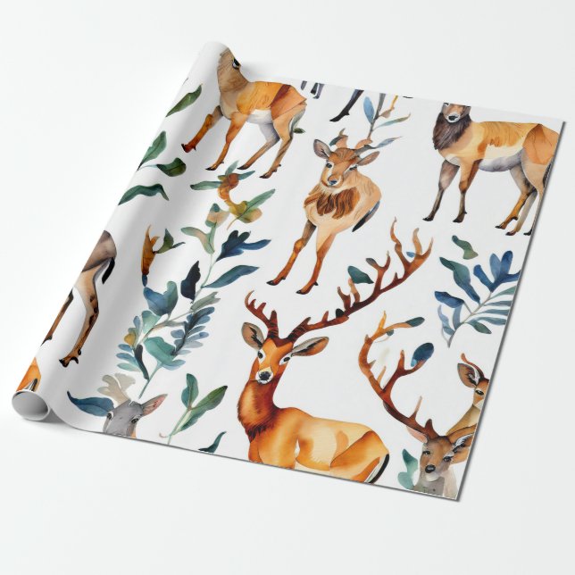 Papier Cadeau Aquarelle Animal Kingdom (Déroulé)