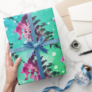 Papier Cadeau Aquarelle Animaux Cerfs Forêt Noël Hiver W