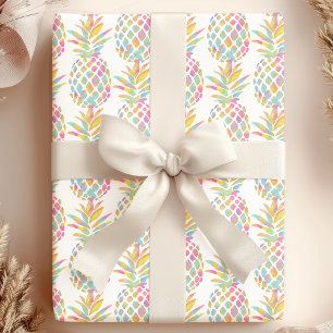 Papier Cadeau Aquarelle arc-en-ciel Ananas Motif tropical